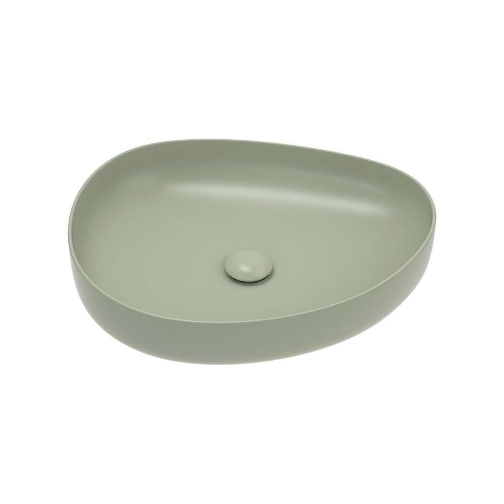 Pebble Medium Above Counter Basin, Matte Olive