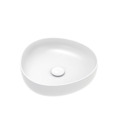 Pebble Small Above Counter Basin, Matte White