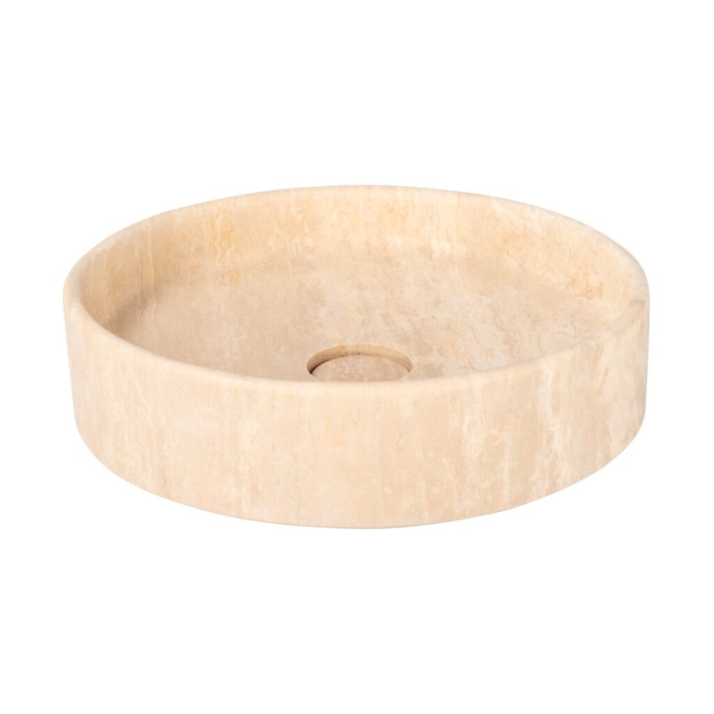 Pedra Round Basin Sink - Beige Travertine