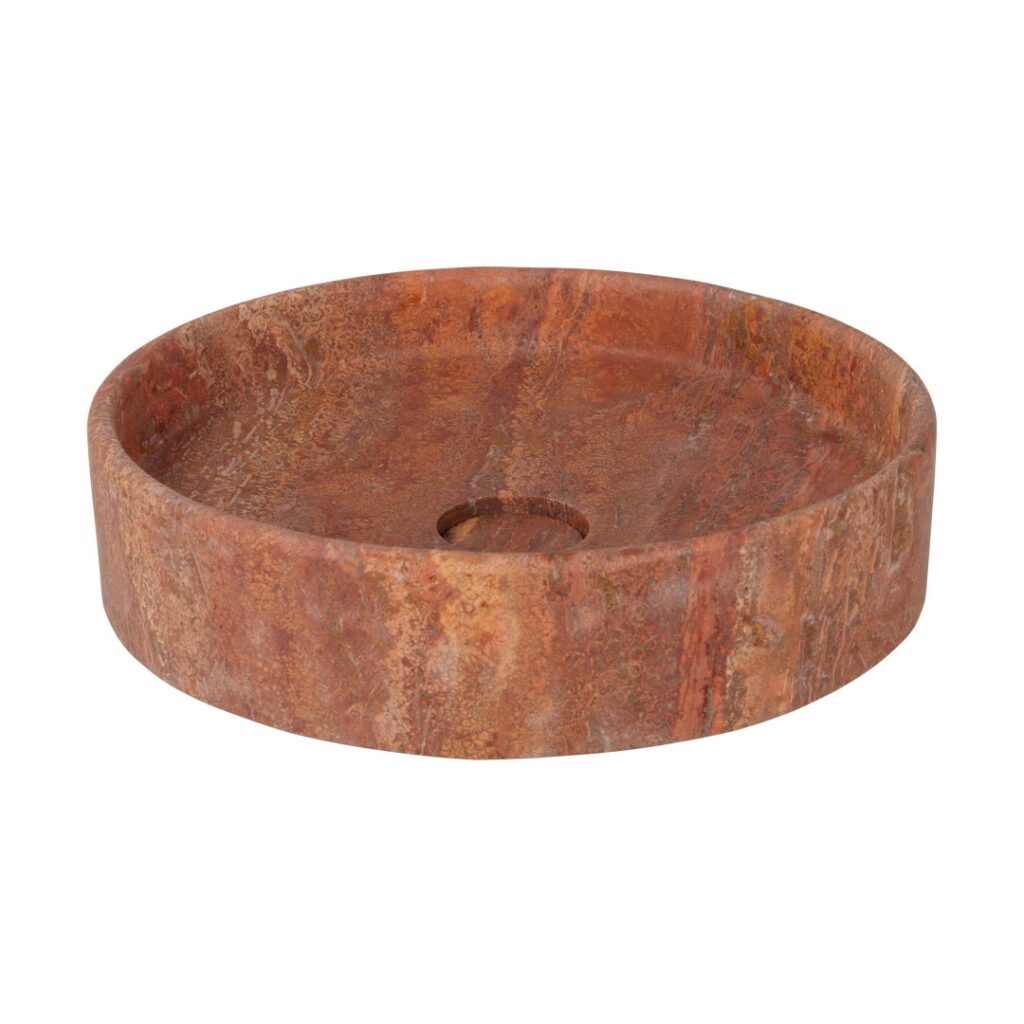 Pedra Round Basin Sink - Red Travertine