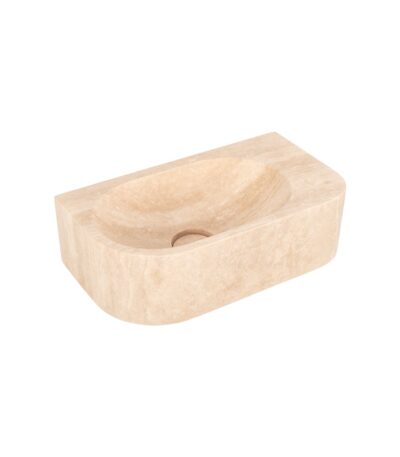 Pedra Wall-Mounted Basin 400mm - Beige Travertine