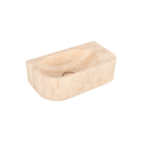 Pedra Wall-Mounted Basin 400mm - Beige Travertine