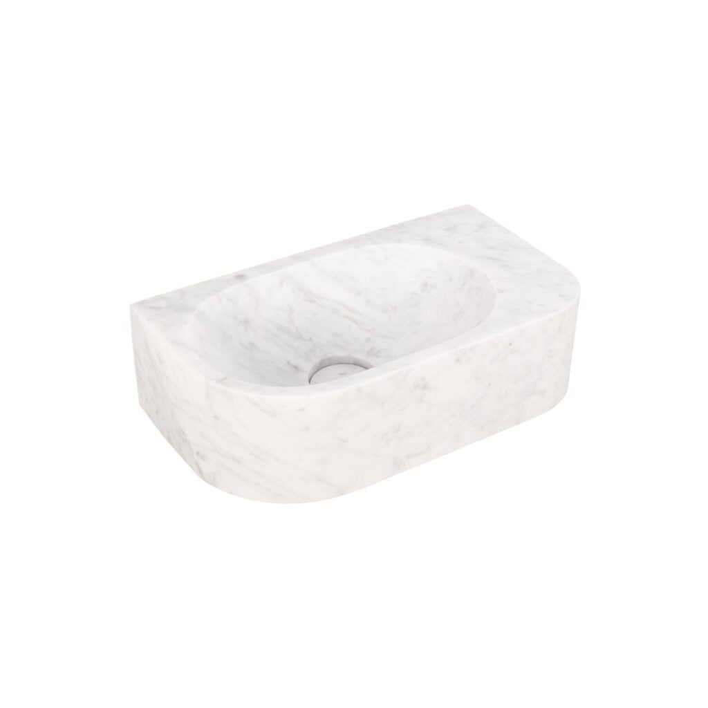 Pedra Wall-Mounted Basin 400mm - Carrara Marble