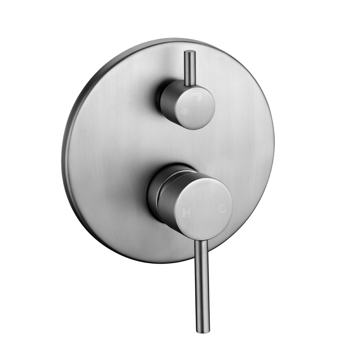 Pentro Brushed Nickel Round Wall Mixer with Diverter | WMD25.05