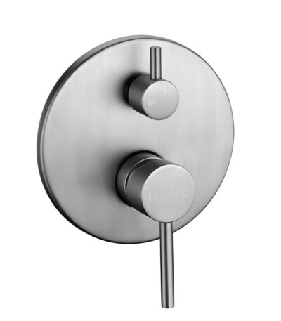 Pentro Brushed Nickel Round Wall Mixer with Diverter | WMD25.05
