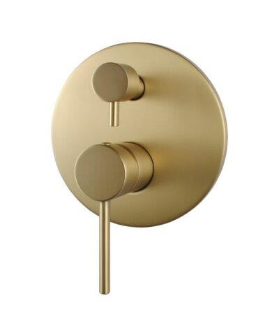 Pentro Brushed Yellow Gold Round Wall Mixer Tap with Diverter | WMD25.04