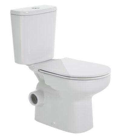 Petra Close-Coupled Toilet Suite, Left Skew Trap, Gloss White with Slim Seat