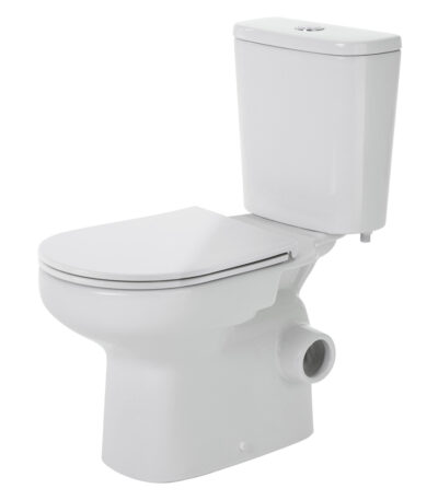 Petra Close-Coupled Toilet Suite, Right Skew Trap, Gloss White with Slim Seat