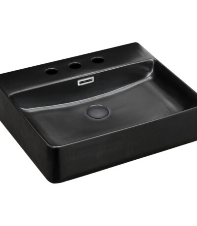 Petra Matte Black Above Counter Basin, 3 Tap Holes