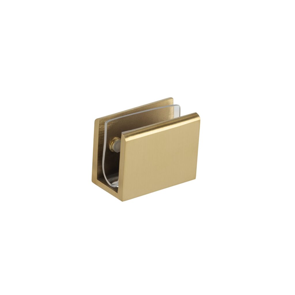 Pius Glass Panel Clip 12mm - Brushed Brass