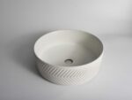 Polar - 360mm Matte White Arrow Round Textured Exterior Ceramic Above Counter Basin | 360x360x120mm | CLA-524BS-TMW