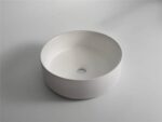 Polar - 360mm Matte White Round Textured Exterior Ceramic Above Counter Basin | 360x360x120mm | CLA-524B-TMW