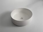 Polar - 360mm Matte White Round Textured Exterior Ceramic Above Counter Basin | 360x360x120mm | CLA-524B-TMW