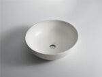 Polar - 400mm Matte White Wavy Round Textured Exterior Ceramic Above Counter Basin | 400x400x130mm | CLA-435W-TMW