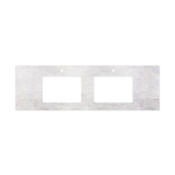 Polar Sacco Silica Free Stone Top, Rectangular Full Depth with Double Undermount Basin Hole & Tap Holes, 1500mm