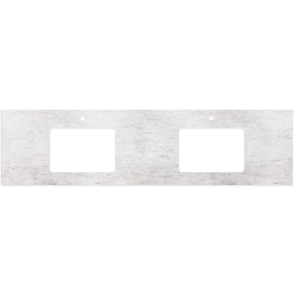 Polar Sacco Silica Free Stone Top, Rectangular Full Depth with Double Undermount Basin Hole & Tap Holes, 1800mm