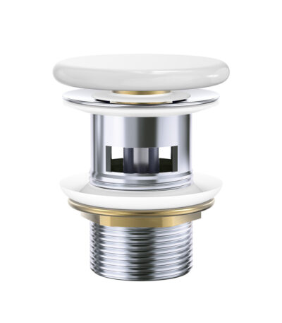 Pop-Up 32mm Overflow Basin Waste, Gloss White Flat Ceramic Cap