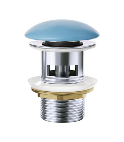 Pop-Up 32mm Overflow Basin Waste, Matte Blue Ceramic Cap
