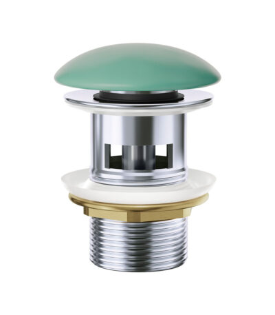 Pop-Up 32mm Overflow Basin Waste, Matte Green Ceramic Cap