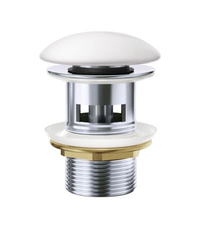 Pop-Up 32mm Overflow Basin Waste, Matte White Ceramic Cap