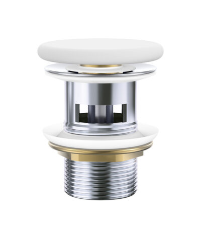 Pop-Up 32mm Overflow Basin Waste, Matte White Flat Ceramic Cap