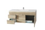 POSEIDON B124LW-WO BERGE MDF WALL HUNG VANITY LEFT SIDE DRAWERS 1190*500*450MM WHITE OAK - Urban Designs Bathroom and Kitchen