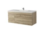 POSEIDON B124LW-WO BERGE MDF WALL HUNG VANITY LEFT SIDE DRAWERS 1190*500*450MM WHITE OAK - Urban Designs Bathroom and Kitchen