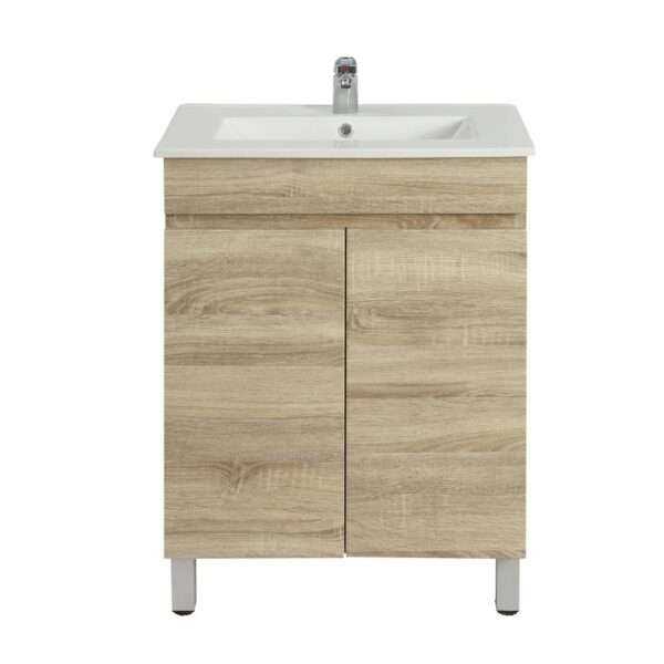 POSEIDON B63L-WO BERGE SLIM MDF FLOOR STANDING VANITY 590*830*350 WHITE OAK - Urban Designs Bathroom and Kitchen