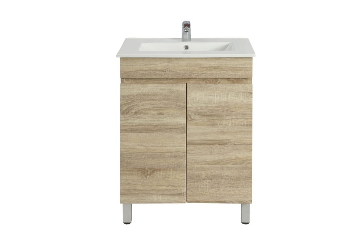 POSEIDON B64L-WO BERGE MDF FLOOR STANDING VANITY 590*830*450MM WHITE OAK - Urban Designs Bathroom and Kitchen
