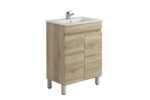 POSEIDON B64L-WO BERGE MDF FLOOR STANDING VANITY 590*830*450MM WHITE OAK - Urban Designs Bathroom and Kitchen