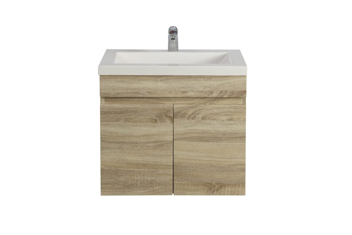POSEIDON B64W-WO BERGE MDF WALL HUNG VANITY 590*500*450MM WHITE OAK - Urban Designs Bathroom and Kitchen