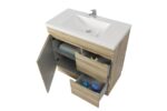 POSEIDON B73RL-WO BERGE SLIM MDF FLOOR STANDING VANITY RIGHT SIDE DRAWERS 740*830*350MM WHITE OAK - Urban Designs Bathroom and Kitchen
