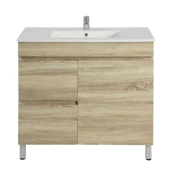 POSEIDON B74LL-WO BERGE MDF FLOOR STANDING VANITY LEFT SIDE DRAWERS 740*830*450MM WHITE OAK - Urban Designs Bathroom and Kitchen