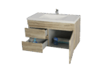 POSEIDON B74LW-WO BERGE MDF WALL HUNG VANITY LEFT SIDE DRAWERS 740*500*450MM WHITE OAK - Urban Designs Bathroom and Kitchen