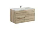 POSEIDON B74LW-WO BERGE MDF WALL HUNG VANITY LEFT SIDE DRAWERS 740*500*450MM WHITE OAK - Urban Designs Bathroom and Kitchen
