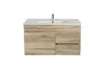 POSEIDON B74RW-WO BERGE MDF WALL HUNG VANITY RIGHT SIDE DRAWERS 740*500*450MM WHITE OAK - Urban Designs Bathroom and Kitchen
