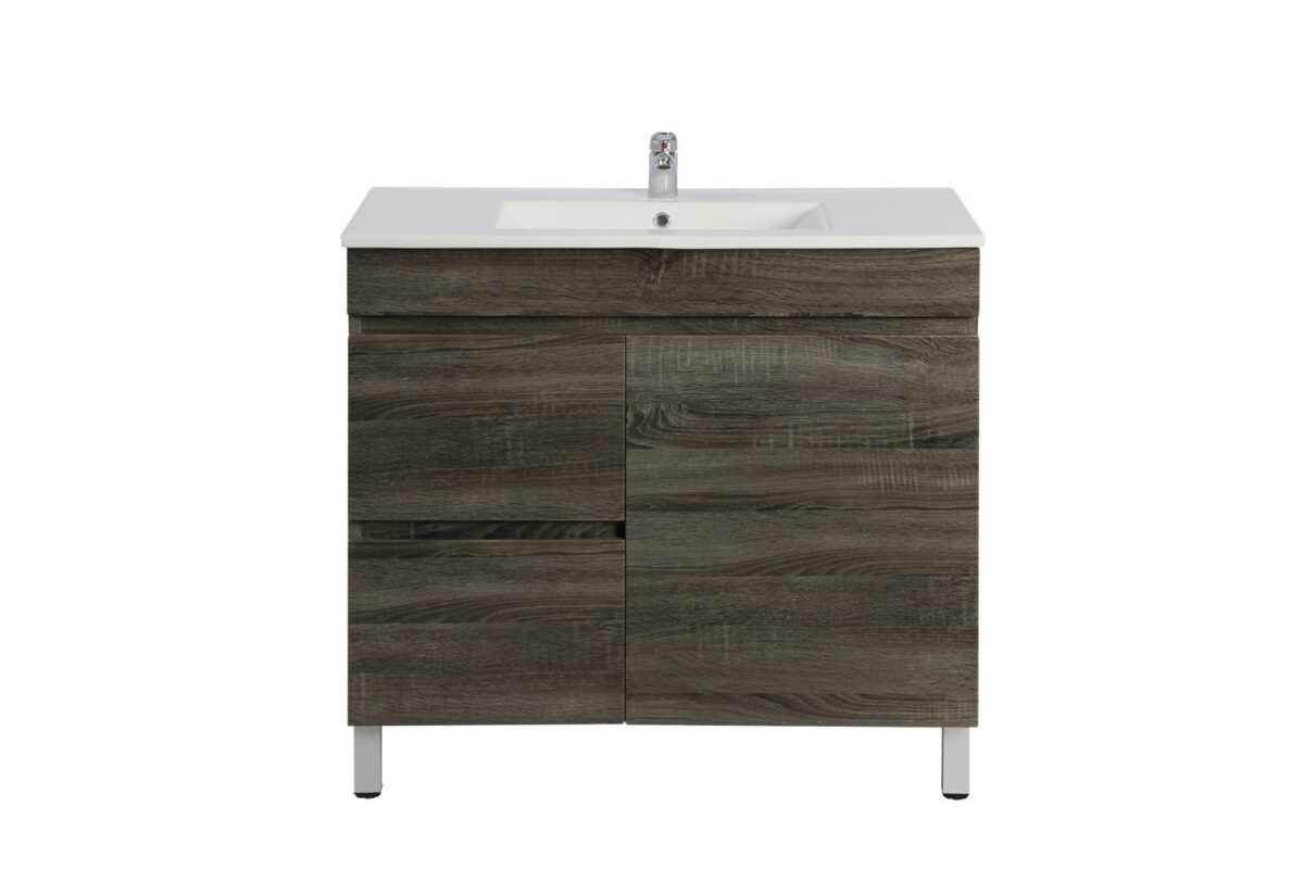 POSEIDON B94LL-DG BERGE MDF FLOOR STANDING VANITY LEFT SIDE DRAWERS 890*830*450MM DARK GREY - Urban Designs Bathroom and Kitchen