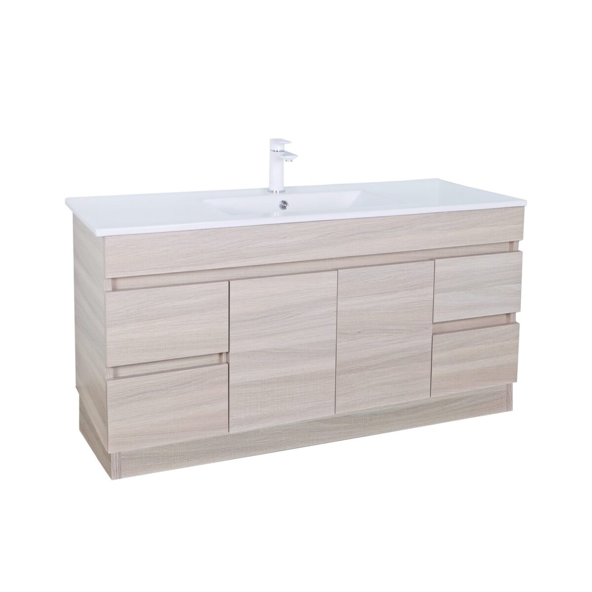 POSEIDON EV124L-OAK EVIE PVC FLOOR STANDING VANITY OAK - Urban Designs Bathroom and Kitchen