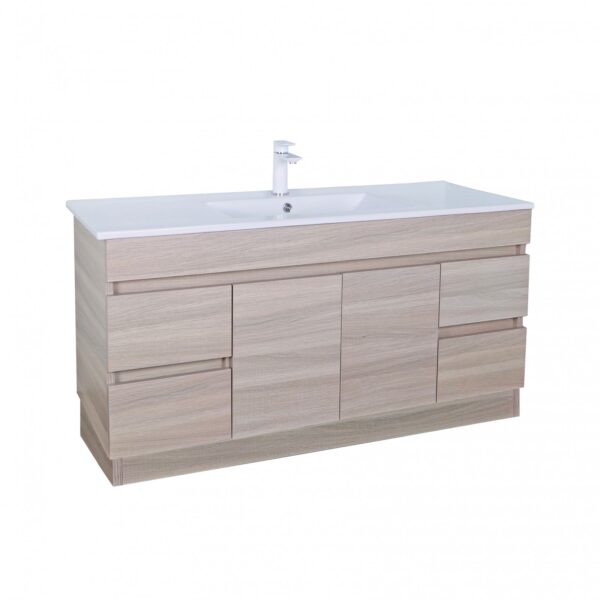 POSEIDON EV154L-OAK EVIE PVC FLOOR STANDING VANITY OAK - Urban Designs Bathroom and Kitchen