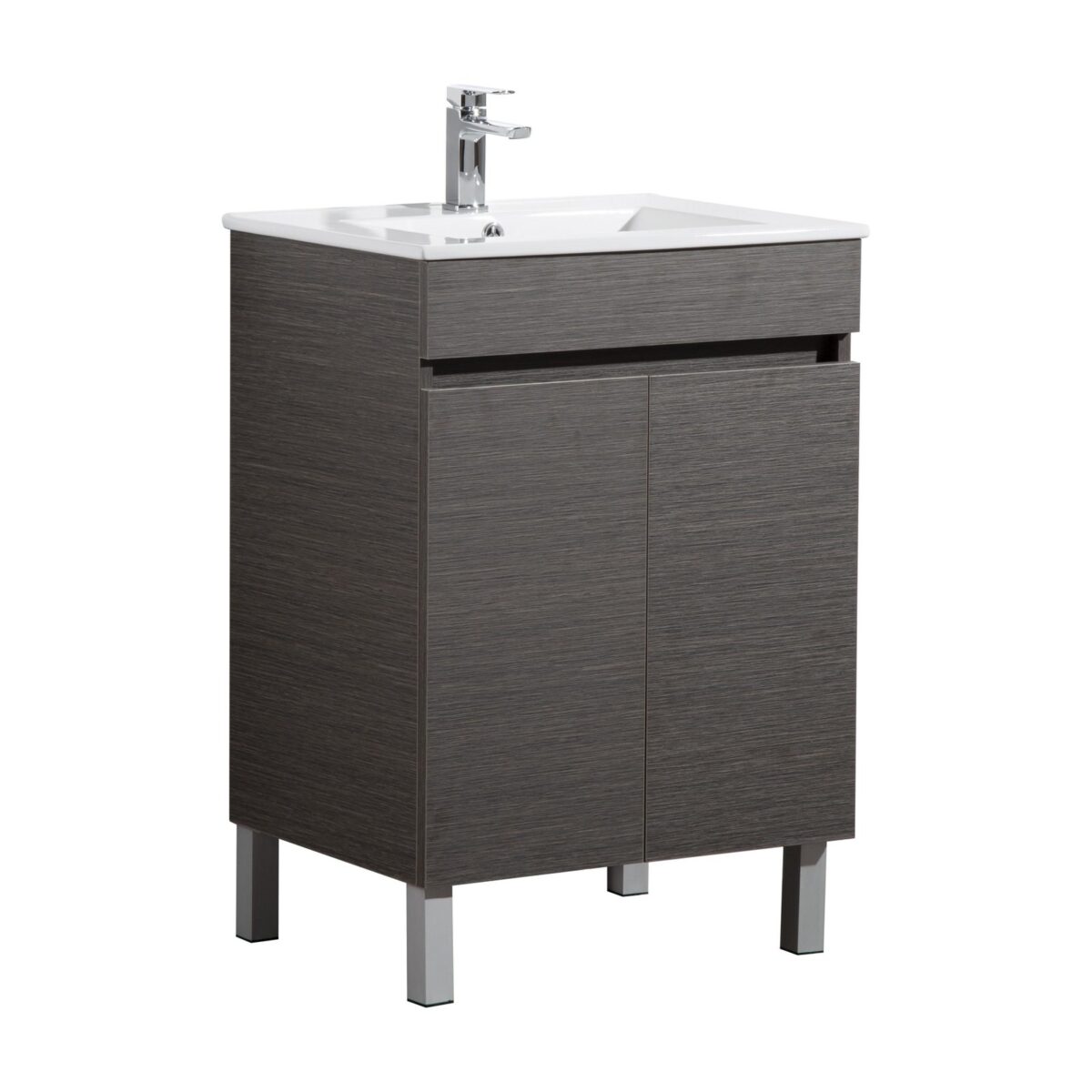 POSEIDON EV64L-DB EVIE PVC FLOOR STANDING VANITY DARK BROWN - Urban Designs Bathroom and Kitchen