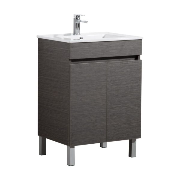 POSEIDON EV64L-DB EVIE PVC FLOOR STANDING VANITY DARK BROWN - Urban Designs Bathroom and Kitchen