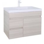 POSEIDON EV74LWH-OAK EVIE PVC WALL HUNG VANITY LEFT SIDE DRAWERS OAK - Urban Designs Bathroom and Kitchen