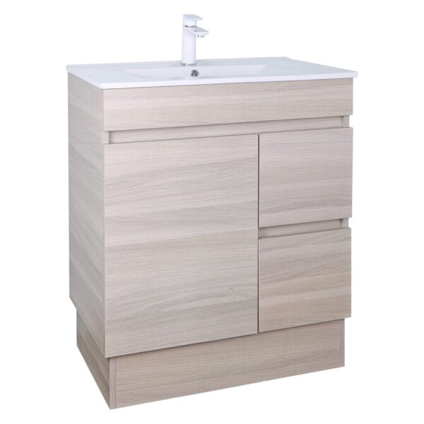 POSEIDON EV74RL-OAK EVIE PVC FLOOR STANDING VANITY RIGHT SIDE DRAWERS OAK - Urban Designs Bathroom and Kitchen