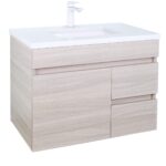 POSEIDON EV74RWH-OAK EVIE PVC WALL HUNG VANITY RIGHT SIDE DRAWERS OAK - Urban Designs Bathroom and Kitchen