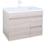 POSEIDON EV74RWH-OAK EVIE PVC WALL HUNG VANITY RIGHT SIDE DRAWERS OAK - Urban Designs Bathroom and Kitchen
