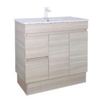 POSEIDON EV93LL-OAK EVIE SLIM PVC FLOOR STANDING VANITY LEFT SIDE DRAWERS OAK - Urban Designs Bathroom and Kitchen