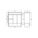 POSEIDON EV93LL-OAK EVIE SLIM PVC FLOOR STANDING VANITY LEFT SIDE DRAWERS OAK - Urban Designs Bathroom and Kitchen