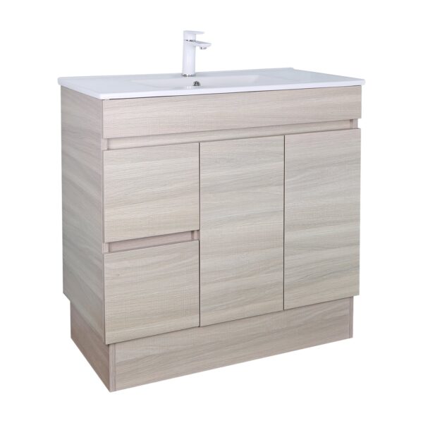 POSEIDON EV93LL-OAK EVIE SLIM PVC FLOOR STANDING VANITY LEFT SIDE DRAWERS OAK - Urban Designs Bathroom and Kitchen