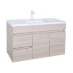 POSEIDON EV94LWH-OAK EVIE PVC WALL HUNG VANITY LEFT SIDE DRAWERS OAK - Urban Designs Bathroom and Kitchen