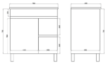 POSEIDON M74RL STANDARD MDF FLOOR STANDING VANITY RIGHT SIDE DRAWERS 750*850*460MM GLOSS WHITE - Urban Designs Bathroom and Kitchen